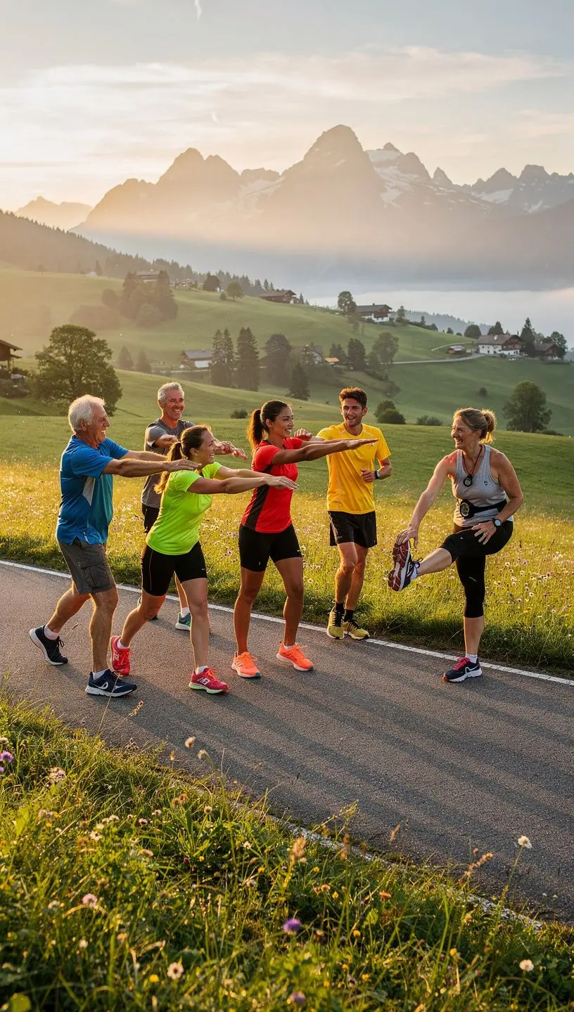 Läufer beim Training auf einer malerischen Strecke in den österreichischen Alpen.