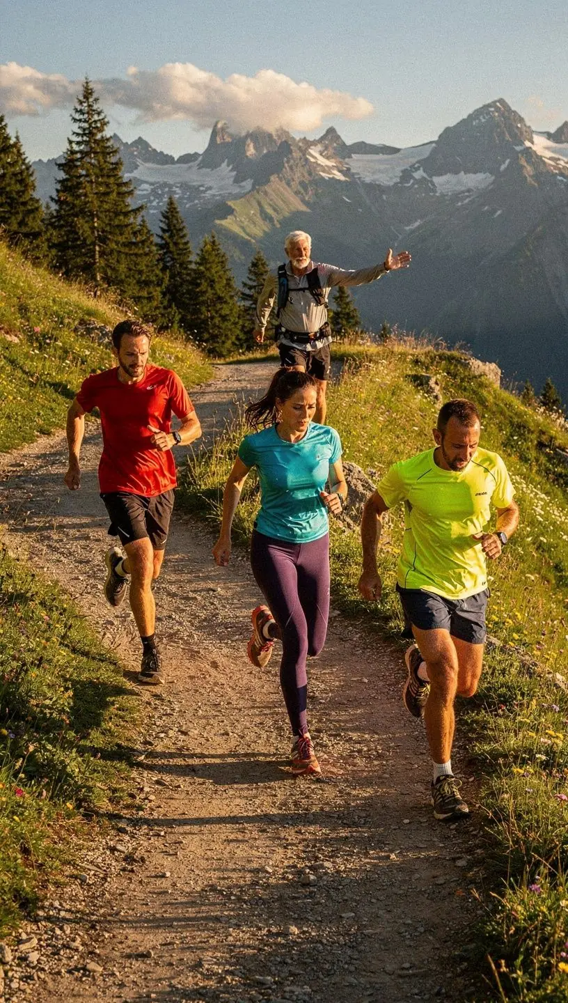 Läufer, der auf einer malerischen Strecke im österreichischen Gebirge trainiert.