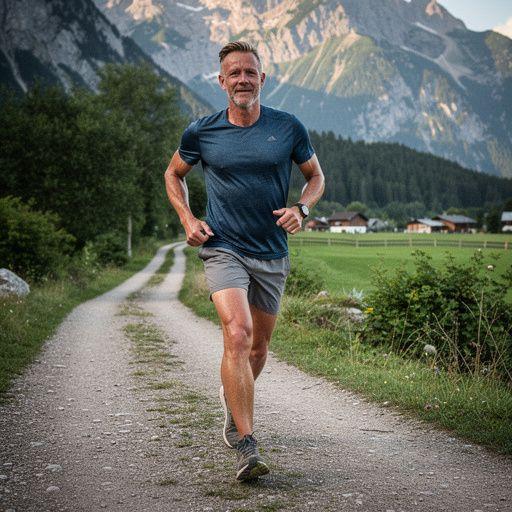 Ein Läufer, der die Ziellinie eines Marathons überschreitet und dabei Freude und Erleichterung zeigt.